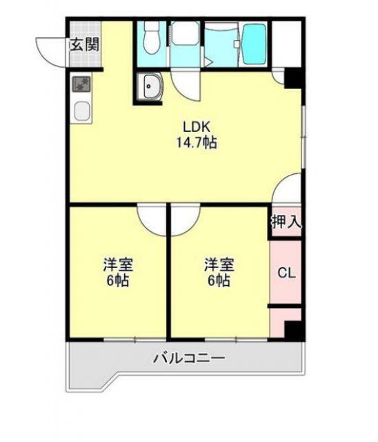 アーバンコート庄内弐番館(2LDK/2階)の間取り写真