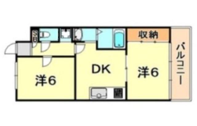 マリンクレール野田(2DK/2階)の間取り写真
