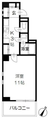 コマUD21(1K/4階)の間取り写真