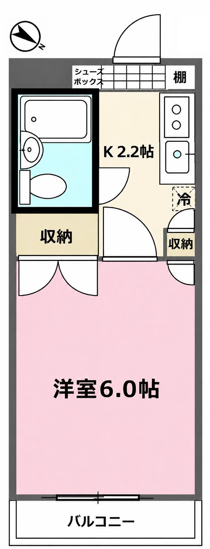 ドエル朝日(1K/1階)の間取り写真