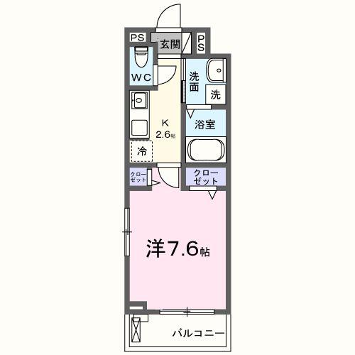 レッドパイン(1K/2階)の間取り写真