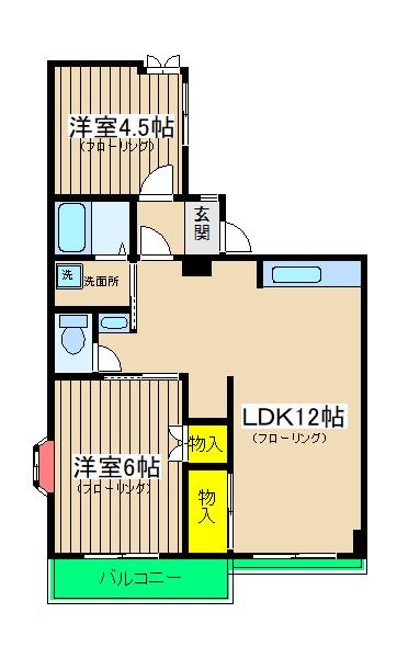 エクシード西谷(2LDK/5階)の間取り写真