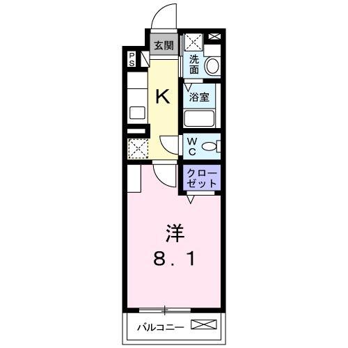 ディアコート山科(1K/1階)の間取り写真