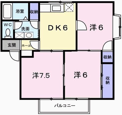 ハイツ渚(3DK/2階)の間取り写真