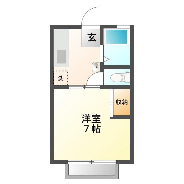 エステーニ西条町寺家D(1K/2階)の間取り写真