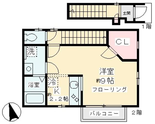 ヴィーブル代沢(1DK/1階)の間取り写真