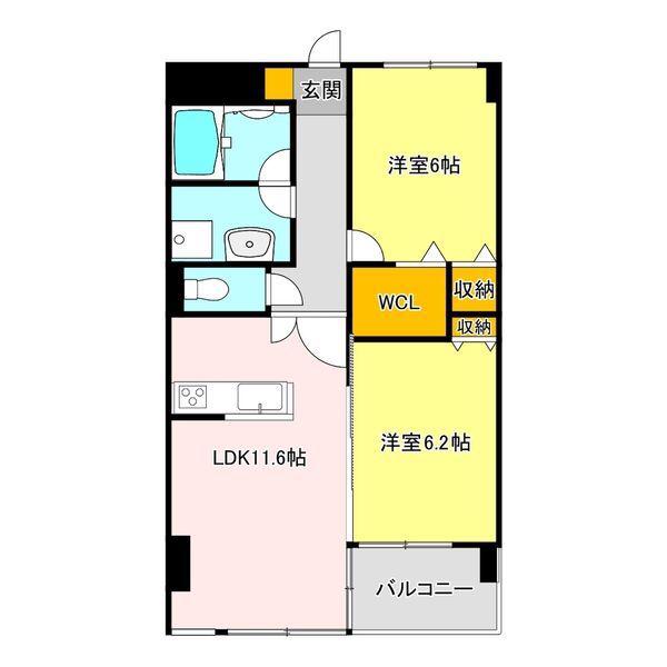 VERDE陽東(2LDK/6階)の間取り写真