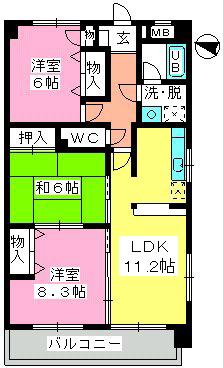 ルミエール諸岡(3LDK/5階)の間取り写真