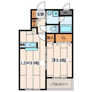 メゾンクレールHIYOSHI(1LDK/2階)の間取り写真