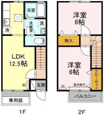 メルベーユ MT A棟(2LDK/1階)の間取り写真