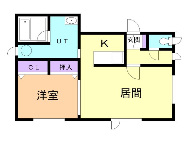 東町グレイスタウン E(1LDK/1階)の間取り写真