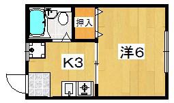 コーポ岡山手(1K/1階)の間取り写真