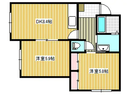 KOUハイムII(2DK/1階)の間取り写真