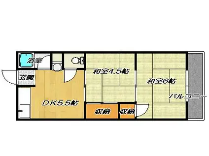 楠公ハイツ(2DK/1階)の間取り写真