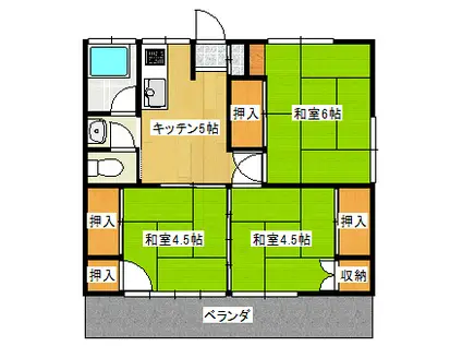 天神アパート(3K/2階)の間取り写真
