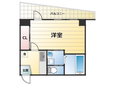 花隈ダイヤハイツ(1DK/9階)の間取り写真