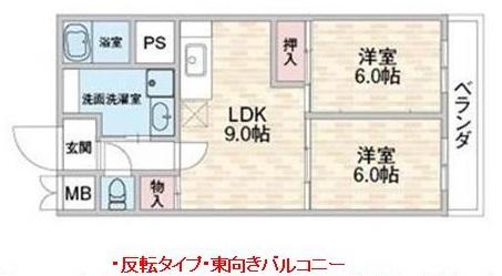 靭公園パークマンション(2LDK/2階)の間取り写真