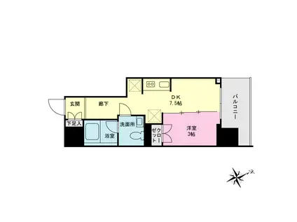 プライムネクサス大森海岸駅前(1DK/4階)の間取り写真