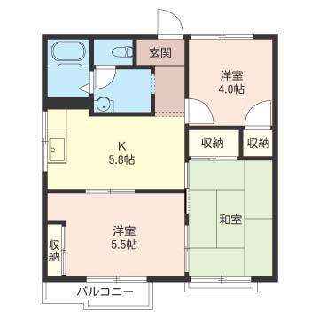 ラ・カージュ原宿A(3K/2階)の間取り写真