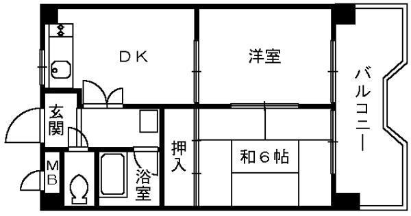 セントヒル(2DK/2階)の間取り写真