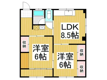 轟アパート(2LDK/2階)の間取り写真