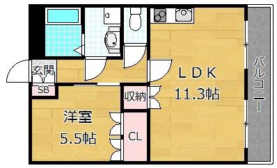 プロニティハイム藤本(1LDK/1階)の間取り写真