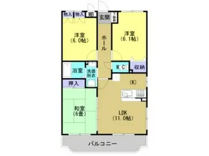 ハイツ・アムール(3LDK/2階)の間取り写真