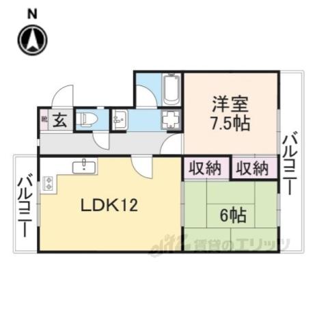 ハイツ武蔵A(2LDK/2階)の間取り写真