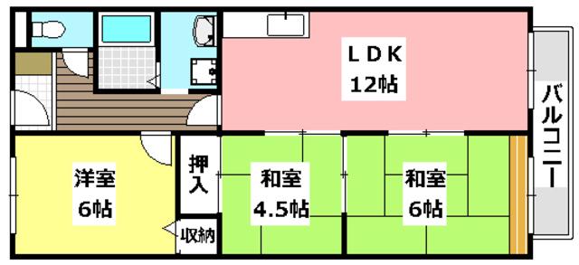 久我ハイツ(3LDK/2階)の間取り写真