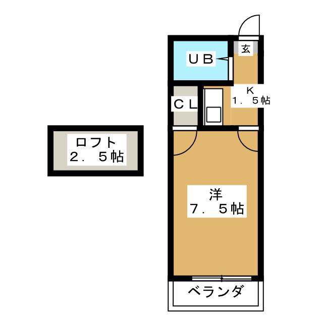 シャンブルドット松戸(1K/1階)の間取り写真