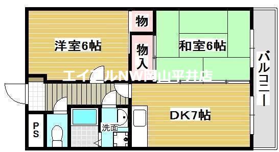 アリアE(2DK/1階)の間取り写真