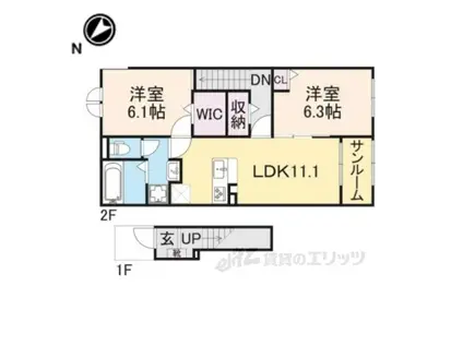 ナタリス ウィータ(2LDK/2階)の間取り写真