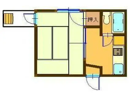 オーシャンマンション(1K/1階)の間取り写真