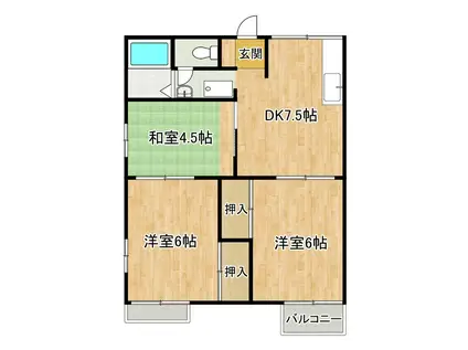 メゾン・ド・BELL(3DK/2階)の間取り写真