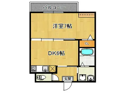 エントランスライフ宝ヶ池(1DK/3階)の間取り写真