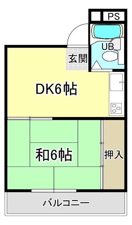 山元ビル(1DK/2階)の間取り写真