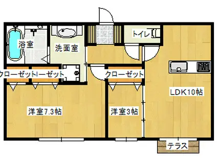 ラグジュアリー錦ヶ丘(2LDK/2階)の間取り写真