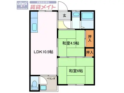ヴィラモモイ(2LDK/1階)の間取り写真