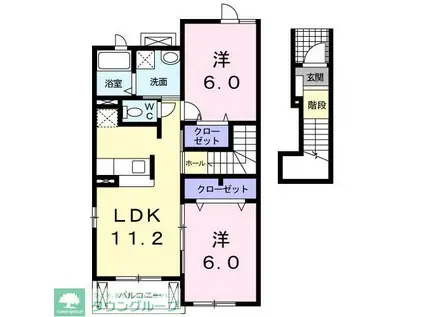 セレーノII(2LDK/2階)の間取り写真