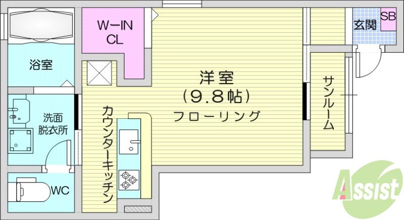 MINE(ワンルーム/1階)の間取り写真