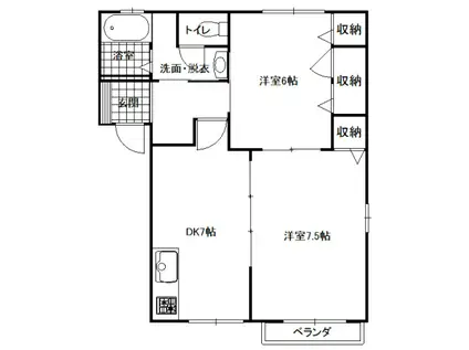 スリジェール B(2DK/1階)の間取り写真