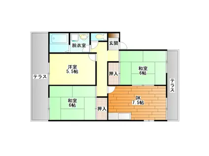 グローリーハイツA棟(3DK/1階)の間取り写真