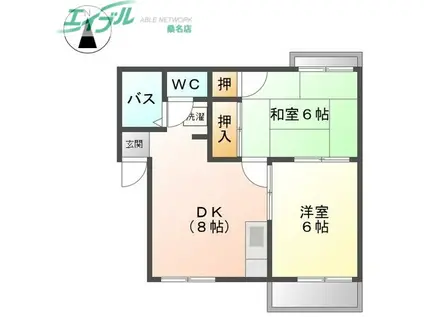 ハイツ後藤 B棟(2DK/2階)の間取り写真