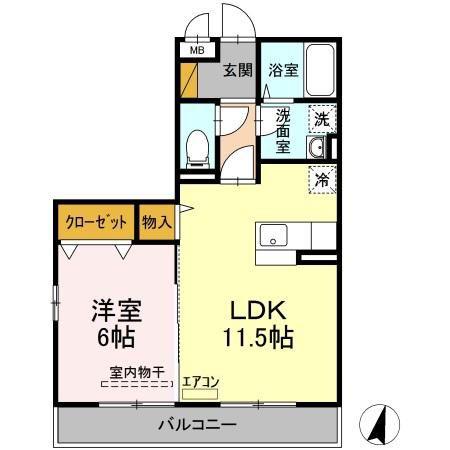 ベルフィーユ吾妻(1LDK/2階)の間取り写真