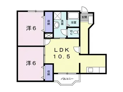 ドミールシャルマンD(2LDK/1階)の間取り写真