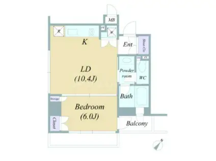 レヴィーガときわ台CROB(1LDK/14階)の間取り写真