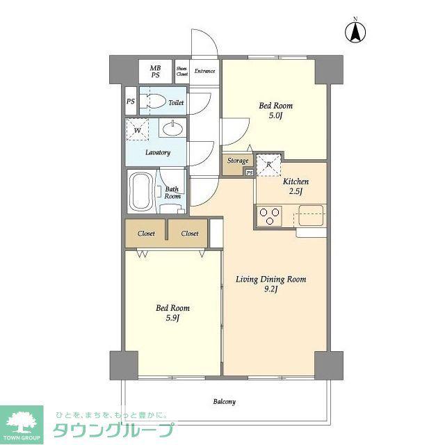 元町イグレット(2LDK/5階)の間取り写真
