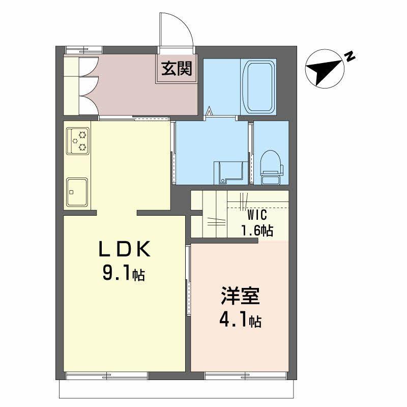 ニューフォーブルアオトB(1LDK/1階)の間取り写真