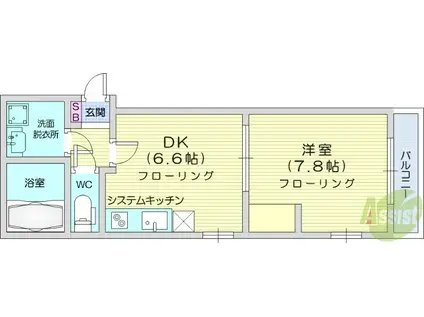 ルミエールAK(1DK/3階)の間取り写真