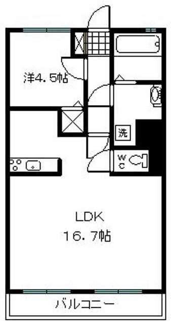 ウィッシュ・ヴィーガ(1LDK/2階)の間取り写真